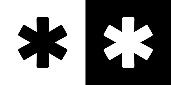 Asterisk icon Flat vector set outline