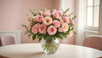 Beautiful bouquet of flowers arranged in a vase, showcasing vibrant colors and elegant floral design, perfect for adding a touch of nature and beauty to any space.
