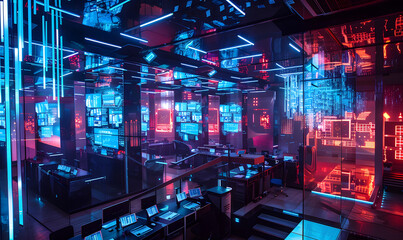 scene from a virtual event management setup, showcasing the technology, coordination, and creativity involved in organizing successful virtual events design