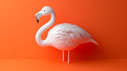 Fototapeta premium Elegant Flamingo Bird on Vivid Orange Background