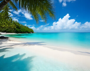 Tropical Beach with Crystal Clear Water
Keywords: tropical beach, clear water, white sand, palm trees, vacation destination, coastal scenery, island paradise, beach landscape, summer getaway, ocean vi
