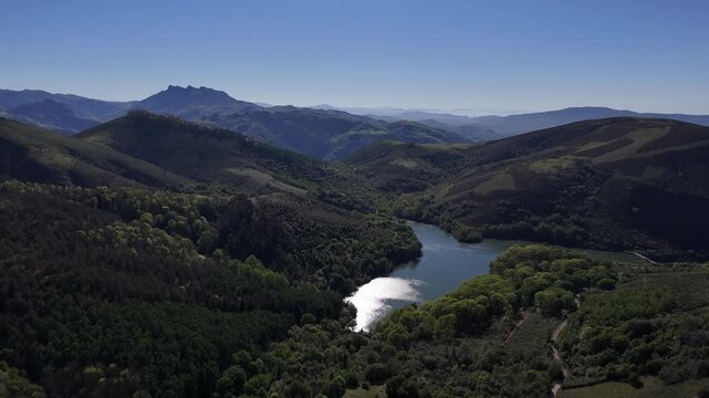 Ibardin lake at the Pyrenees in Azkaine, Basque Country,.
