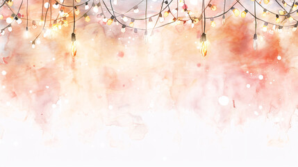 Naklejka premium Ethereal Watercolor Paintings with Delicate Light Chains and Vibrant Color Splashes for Festive and Decorative Art