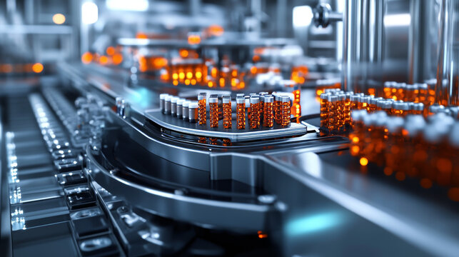 3D image showing the pharmaceutical industry, where medicines are made and studied.