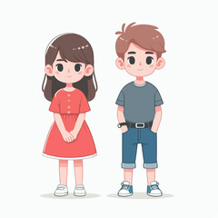 Smiling school children boys and girls with backpacks and books set isolated vector illustration