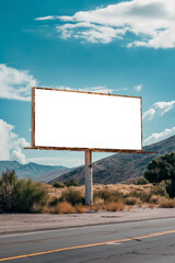 Empty billboard near mountain road