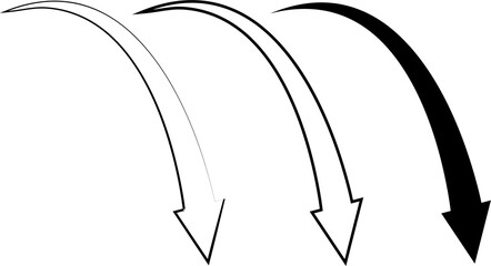 Down arrows. Set of black arrows in flat design. Vector illustration. Arrow icons isolated