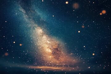 Fototapeta premium Fireworks with blur milky way background with copy-space with generative ai