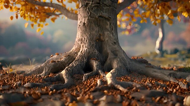 Autumn tree roots
