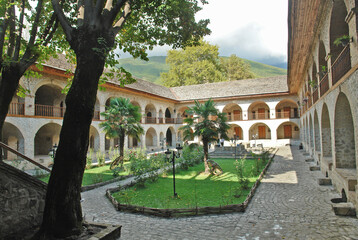 The historical  Caravanserai  monument in Sheki, Azerbaijan 