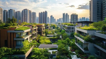 Fototapeta premium Modern city with ecofriendly architecture 