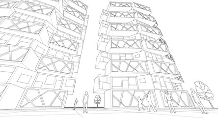 Fototapeta premium city ​​abstract modular architecture 3d rendering