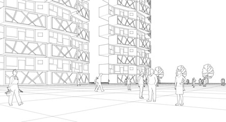  city ​​abstract modular architecture 3d rendering