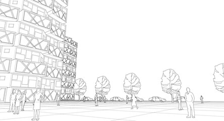  city ​​abstract modular architecture 3d rendering