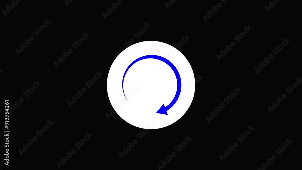 Poster blue refresh loading icon with black background
