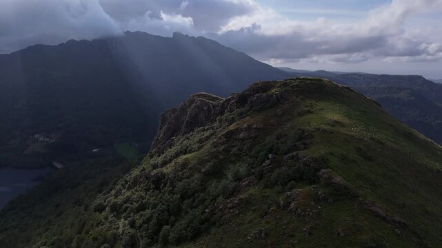 Aerial shot of Kopakarri peak at Aiako Harria Natural Park at the Basque Country.