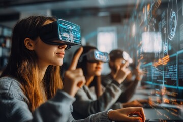 Students Engaged in Virtual Reality Learning