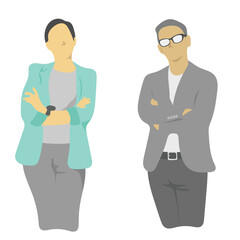 Fototapeta premium businessman and businesswoman with arm crossed formal boss manager illustration vector isolated on white background