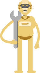 Robot Character Holding Wrench
