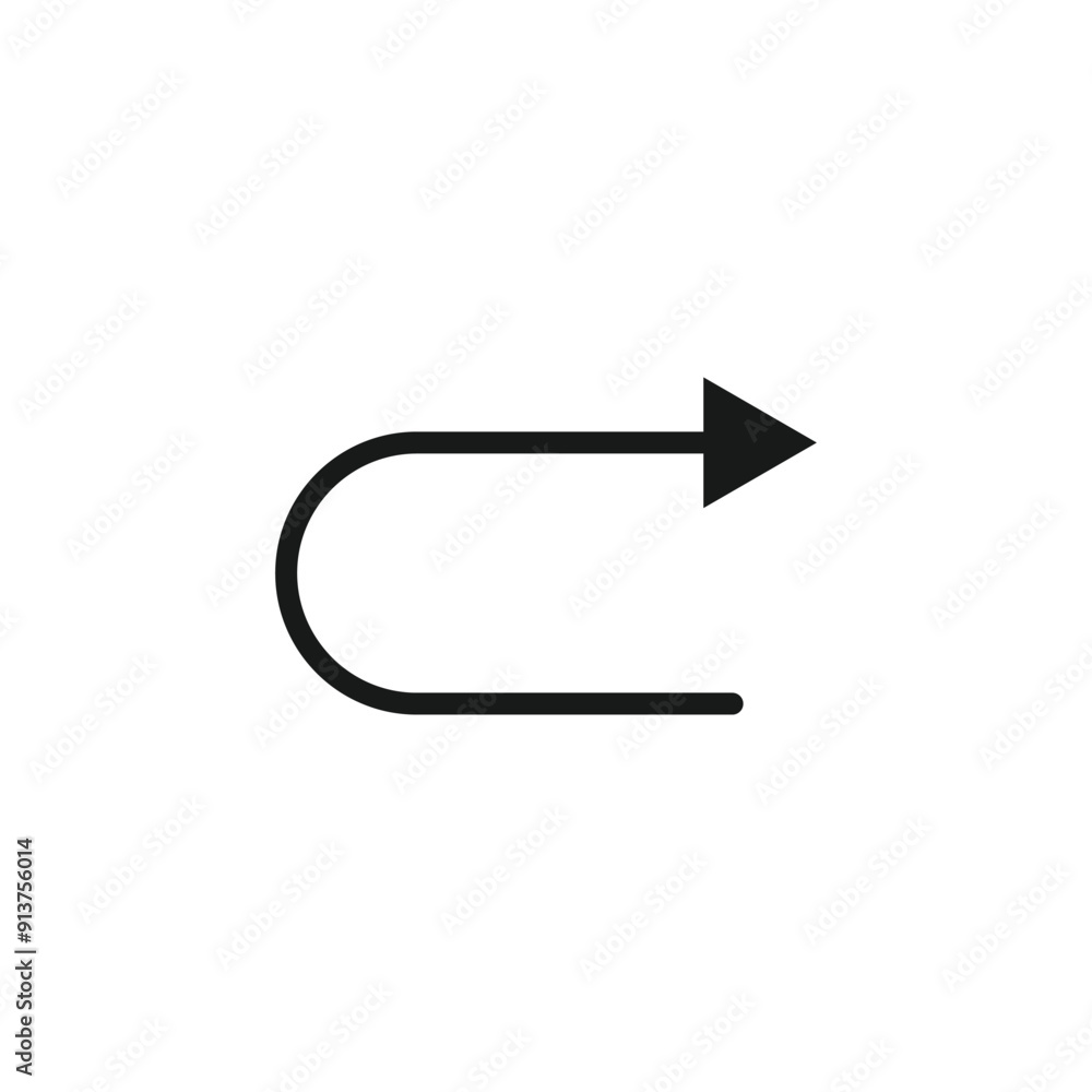 Poster redo arrow line. left turn direction symbol. navigation pointer sign. vector
