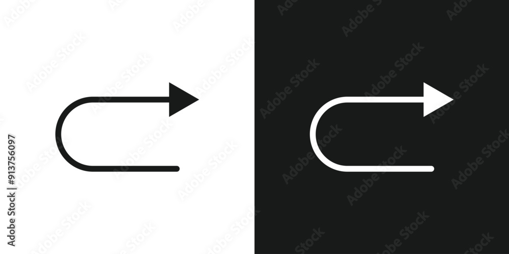 Poster redo arrow line. left turn direction symbol. navigation pointer sign. vector