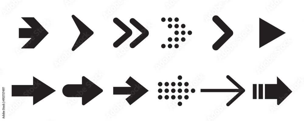 Poster set arrow icon. black vector arrows, cursor or direction symbols, collection different arrows sign. 
