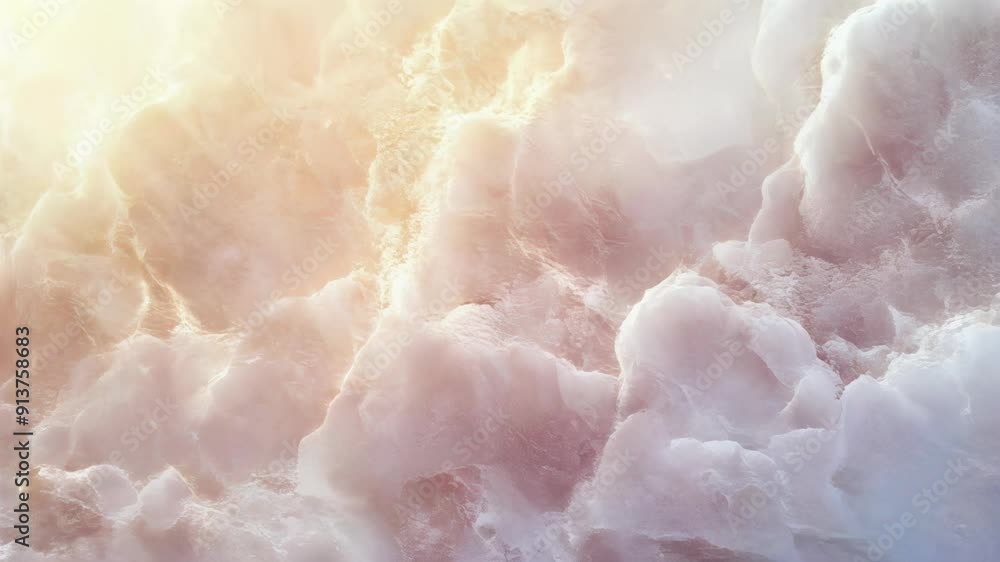 Poster A stunning display of soft clouds illuminated by warm light during sunset, creating a breathtaking view in a tranquil setting