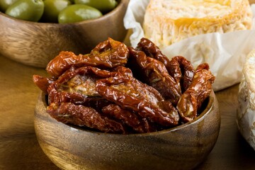 4K image of a Heap of Organic Sun-Dried Tomatoes from Above: Nature’s Flavorful Delicacy
