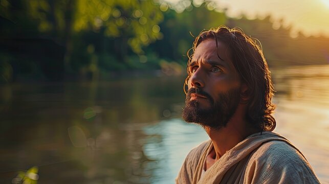 Baptism of Jesus Christ in the radiance of rays
