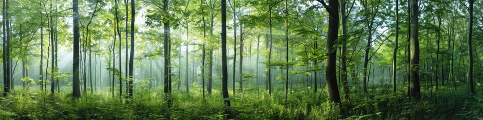 Fototapeta premium Trees identified for cutting down in diverse woodland