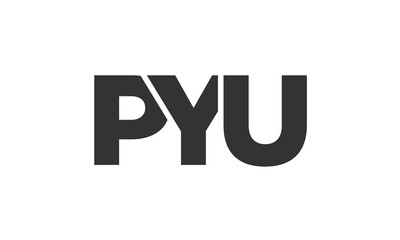 PYU logo design template with strong and modern bold text. Initial based vector logotype featuring simple and minimal typography. Trendy company identity.