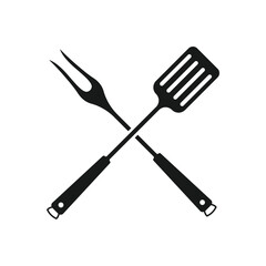 Fototapeta premium Spatula and fork icon. BBQ and grill tools. Barbecue utensil. Vector illustration.