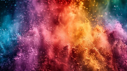 Obraz premium Vibrant Color Explosion of Rainbow Dust During Festival Celebrations in Bright Urban Setting
