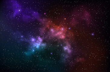 Vector colorful abstract universe backgroud with galaxies and glowing stars
