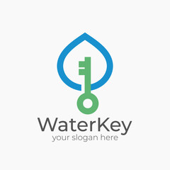 Water Drop And Key Logo design template