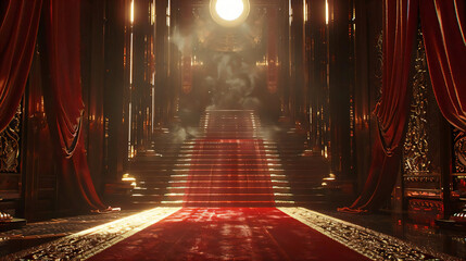Red Carpet Staircase in a Luxurious Hall.