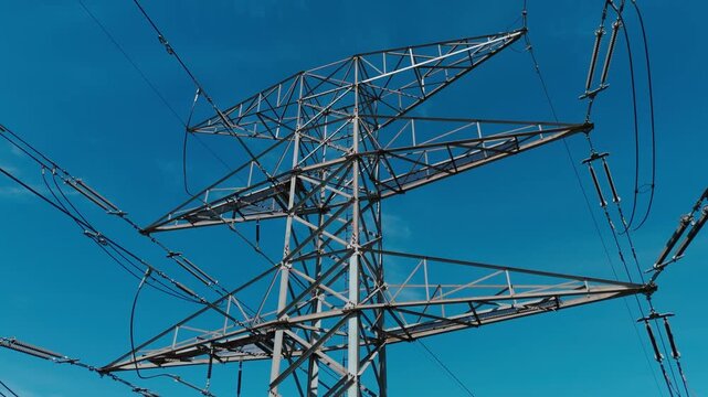 Sky and Powerlines -Aerial View - 4k Drone Footage