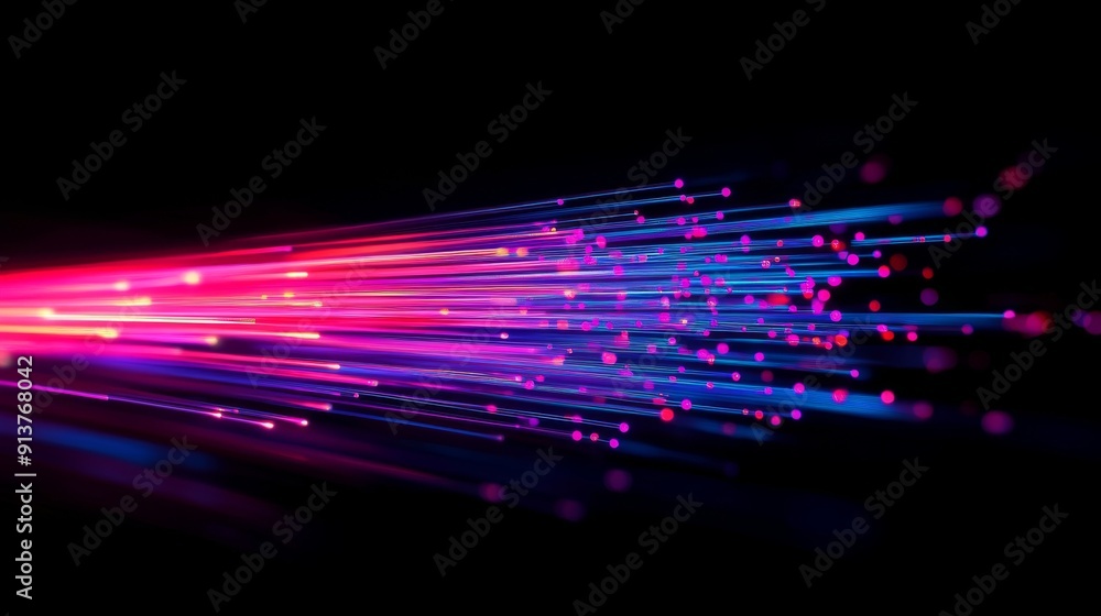 Poster dynamic neon fiber optic cables create a mesmerizing display of multicolored lights, showcasing vibr