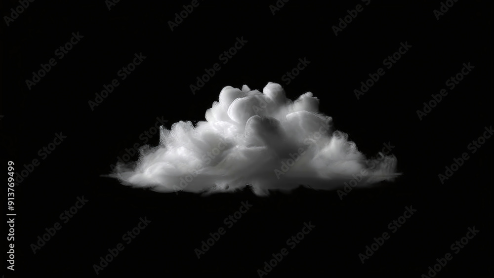 Poster white cloud on black background. cloudscape. 3d rendering.