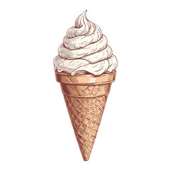 Classic Soft Serve Ice Cream Cone Illustration