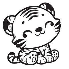 cartoon animal illustration for children's coloring book