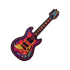 Electric guitar logo in bold colors