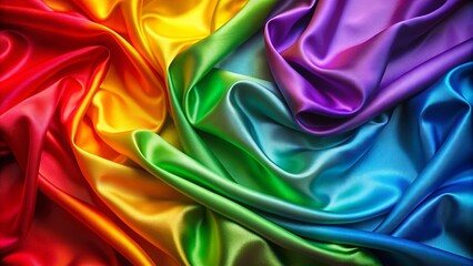 Obraz premium Close up of a vibrant abstract rainbow satin texture, satin, texture, abstract, background, colorful, vibrant, close up