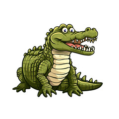 Obraz premium Cartoon Illustration of a Green Crocodile with Open Mouth, generative ai image