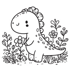 cartoon animal illustration for children's coloring book