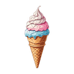 Colorful Swirled Ice Cream Cone Illustration