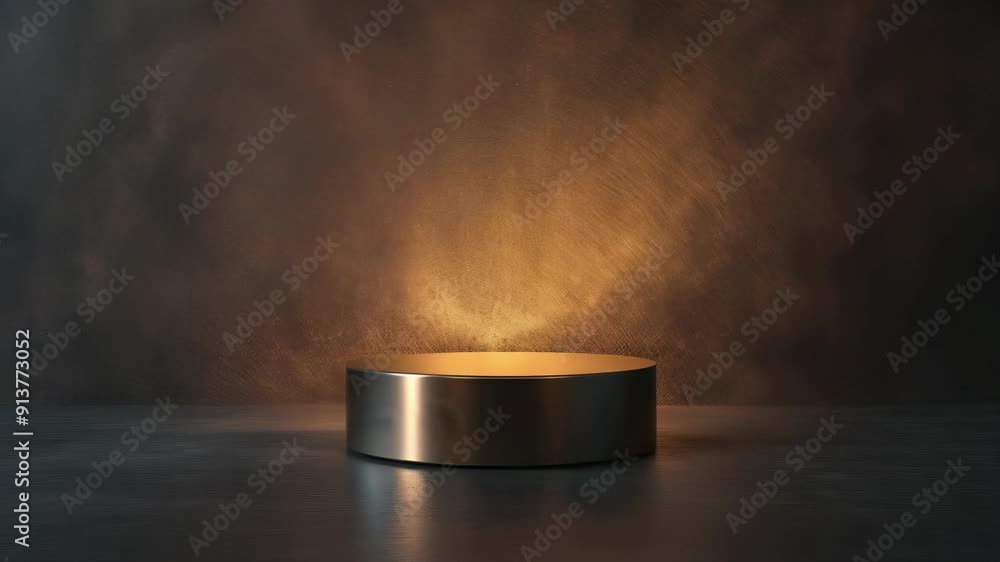 Poster a mesmerizing display of light and smoke rises dramatically from a rotating metal platform, creating