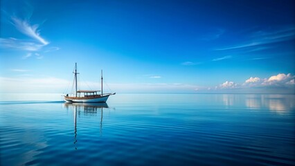 Boat sailing on calm blue sea, boat, sea, ocean, water, horizon, journey, adventure, travel, waves, peaceful, nautical