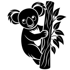  koala silhouette vector, koala clinging to tree silhouette vector illustration  © Trendy CraftSVG 
