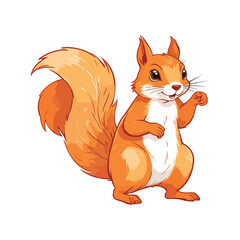 Cute Orange Squirrel Vintage Illustration